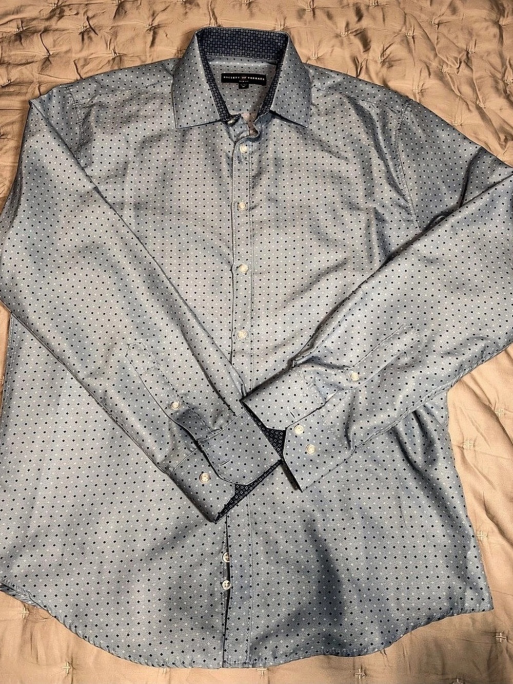 Society of Threads Men's Geometric Button Down Shirt in Blue & White Size M